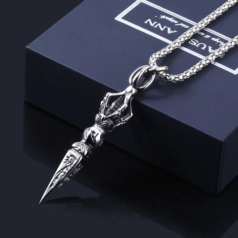 Midy Antique Vajra Evil Jiang Dagger Unisex náhrdelníky prívesok Rock Rain India India Ganesha Budhizmus náhrdelník muži šperky