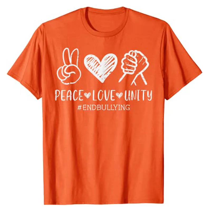 Mier Love Unity Orange Anti šikanovanie Deň jednoty Detské tričká Tričko Citát Grafické tričko Tops tops bavlnené estetické oblečenie darček