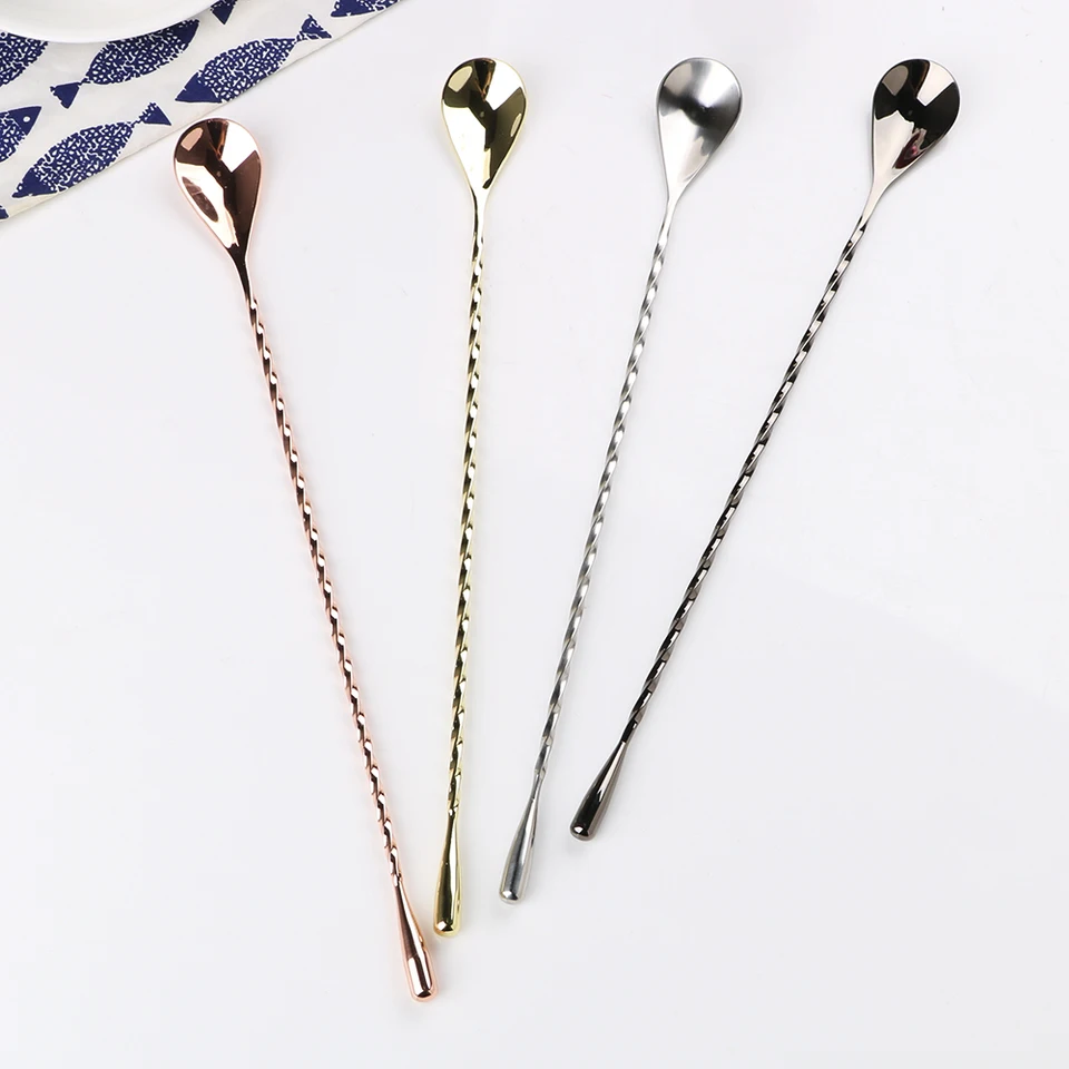 Miešaná lyžica miešací kokteil lyžičku 30/40 cm z nehrdzavejúcej ocele barmanské náradie Bar Teadrop Spoon Bar Tool Spiral Pattern