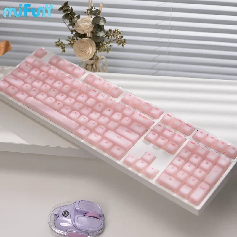 Mifuny Soft Silikone Keycap Custom ABS Čerešňový profil Keycap roztomilý ružový biely fialový bod Priehľadný kľúče pre kľúče pre Wooting Rainy75