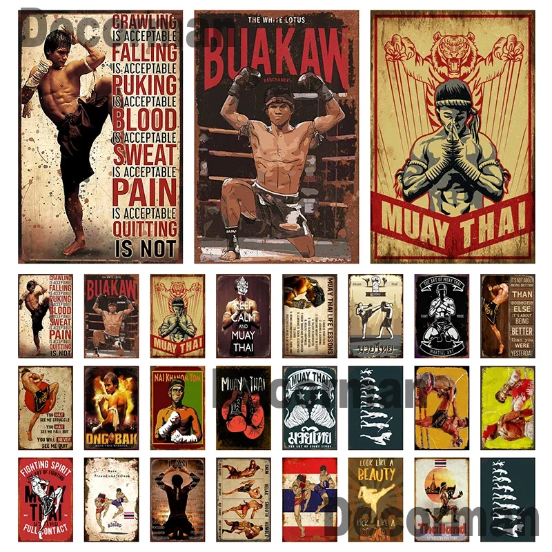 [Mike86] Muay Thai Tin Sign Wall Home Box Thailand Metal Plagát Art maľba Pub LTA-3188 20*30 cm Vintage dekor