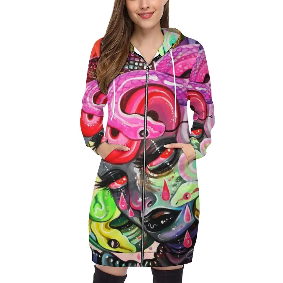 Mikina s kapucňou muži a ženy tlač pulvovery mikiny voľné streetwear mikiny topánky hady mytológia grécka gotická dúha