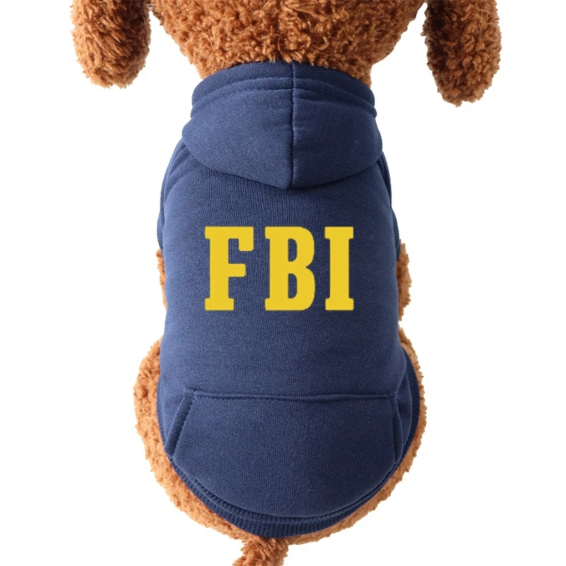 Mikiny zimného psa mikiny s vreckami teplé psy oblečenie pre malých psov chihuahua kabát FBI Policajný pes