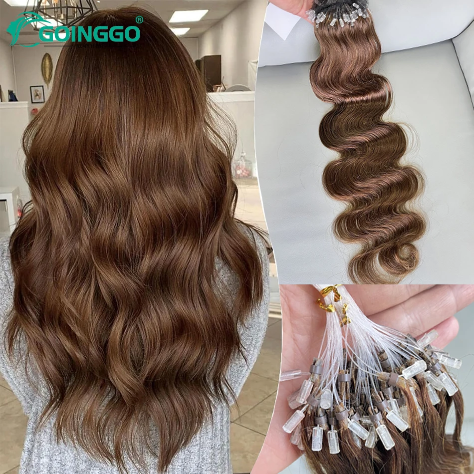 Mikro slučka telesnej vlny Micro Loop Humanské vlasy Micro Ring Loop Hair Brazílska keratínová kapsula Remy predĺženie vlasov 26inch 1g/prameň