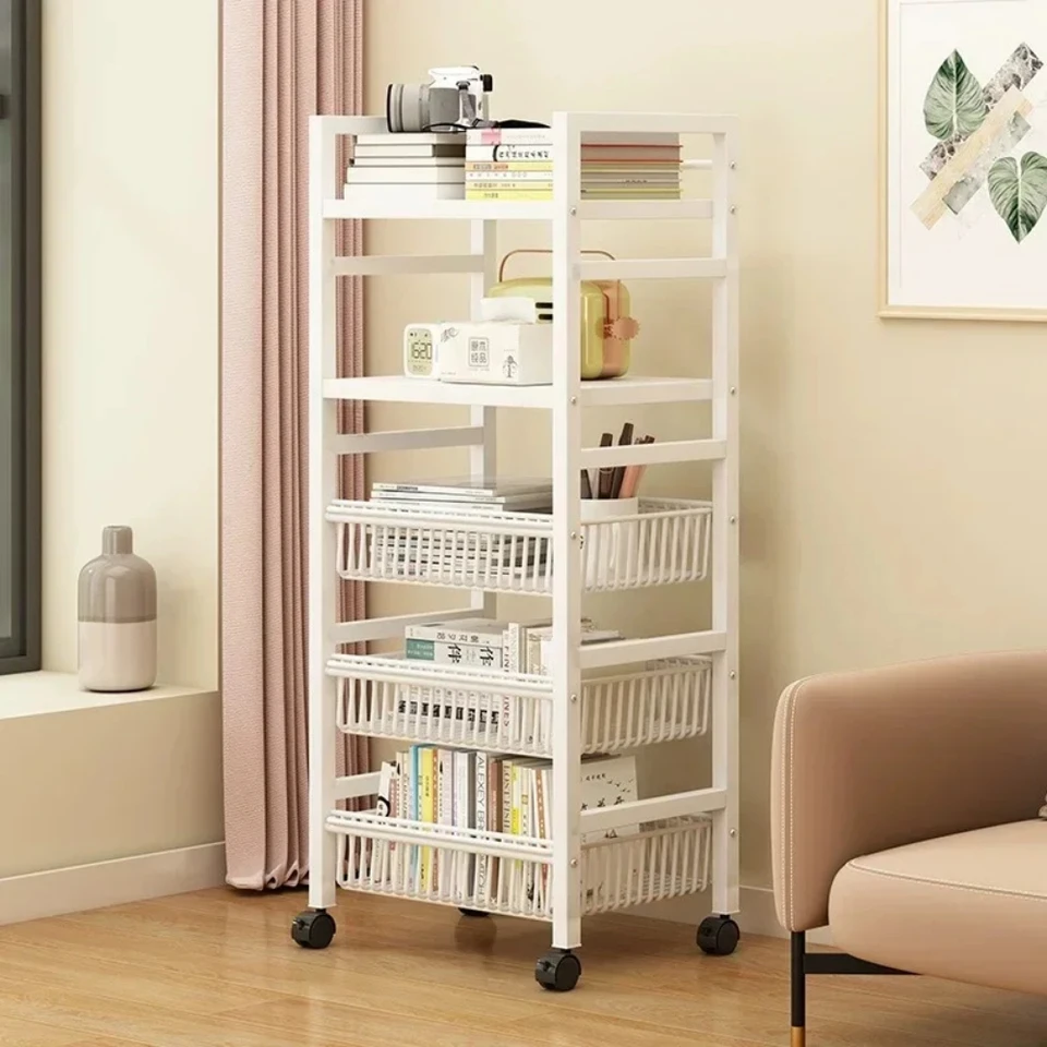 Mikrovlnný poličkový vozík kuchynský košík Multifunkčný skladovací kôš domácnosť pohybujúci ostrov Island Cart Kitchen Trolley Storage Basket