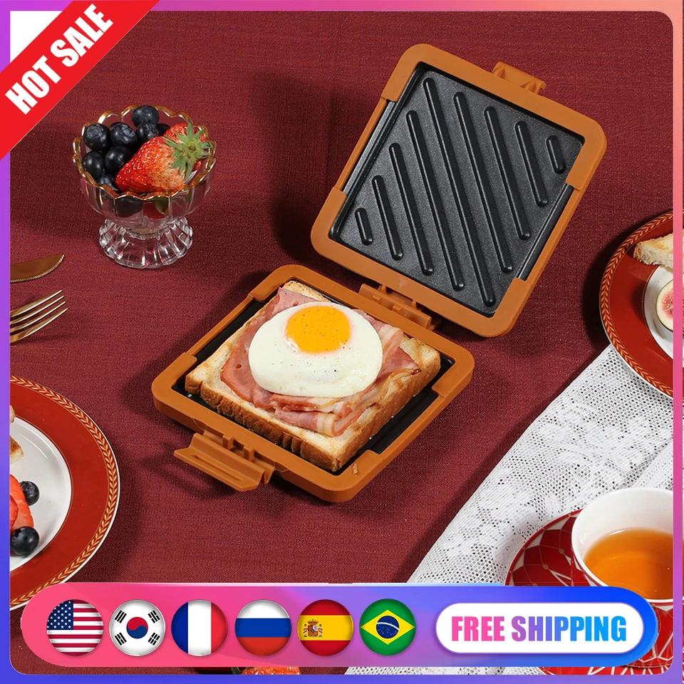 Mikrovlnný výrobca Toastie No Elektrina mikrovlnná ropa výrobcu Toast Microwave Square Panini Maker pre dezertné sendviče raňajky