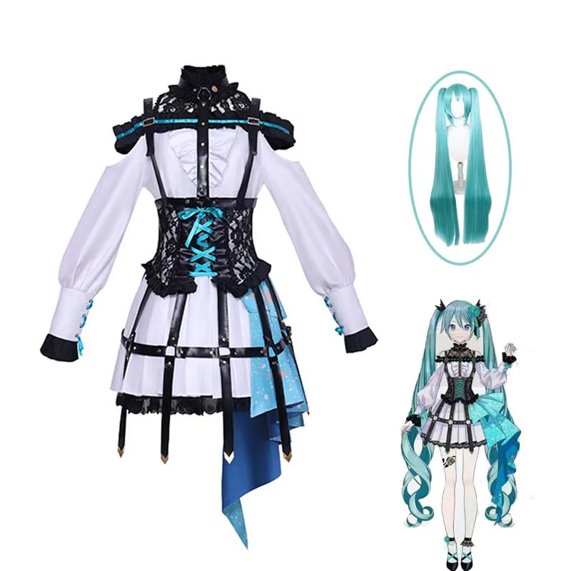Miku Cosplay Miku Rose Cage Cosplay kostým dlhá parochňa projekt projekt sekai roztomilé dievča Lolita šaty halloween luxusný uniformný oblek