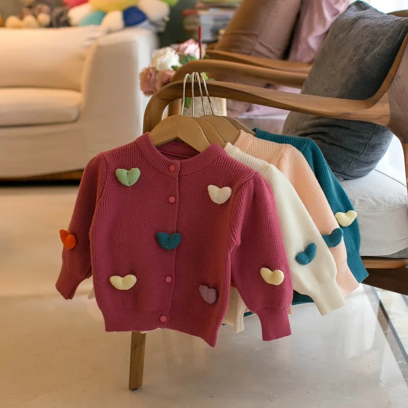 Milancel 2023 Jeseň Kids Outwear Sweaters Prom Heart Pleted Mardigans for Girls Single Flay Coat