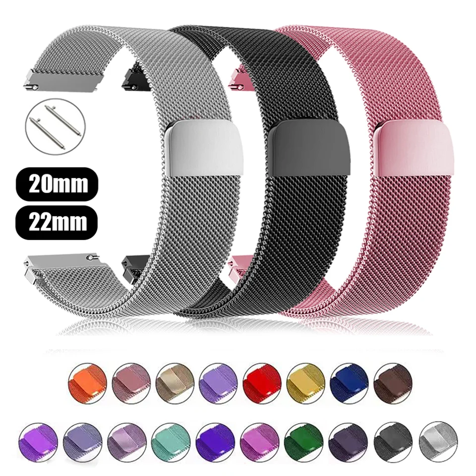 Milanese Loop pre Samsung Galaxy Watch 7/6/4/5/Pro/4 Classic/Active 2/Gear S3 Strap 20 mm 22 mm náramok pre Huawei GT 3-2E pásmo