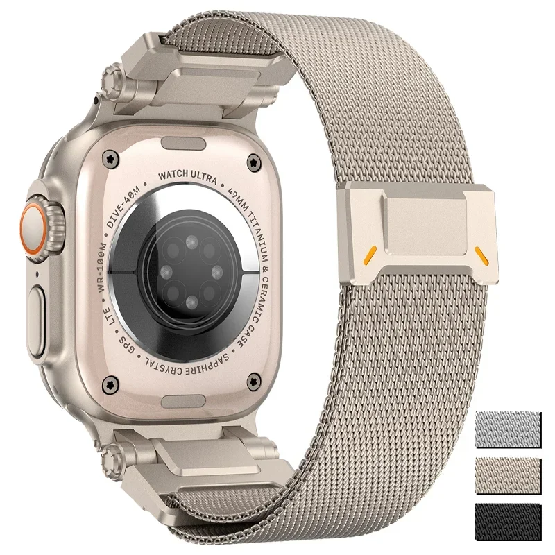Milačené titánové farebné pásmo pre Apple Watch Ultra 2/1 49 mm séria 10 9 8 7 46 mm 45 mm magnetickú slučkovú remienok pre IWatch 6 5 4 44 mm