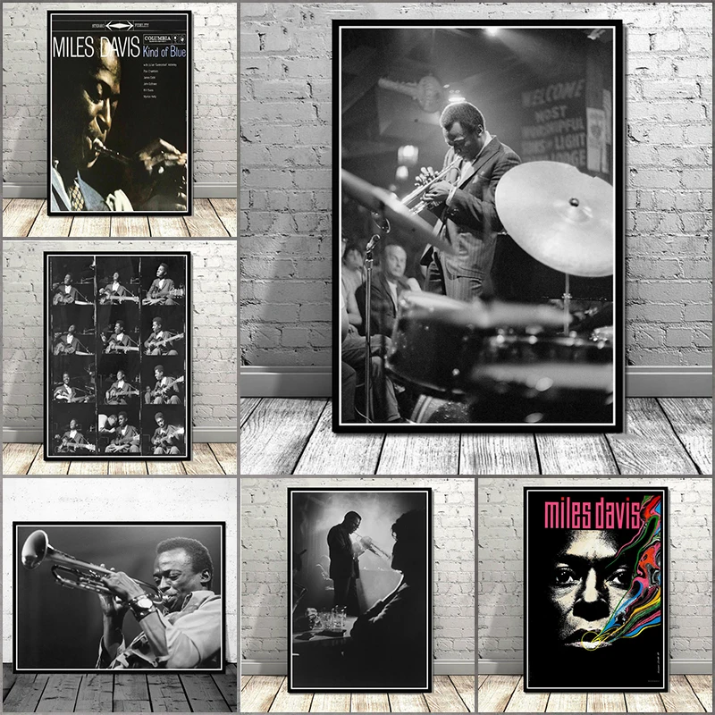 Miles Davis plagát druh modrého jazzového hudobného albumu plagát Canvas maľba nástenná tlač