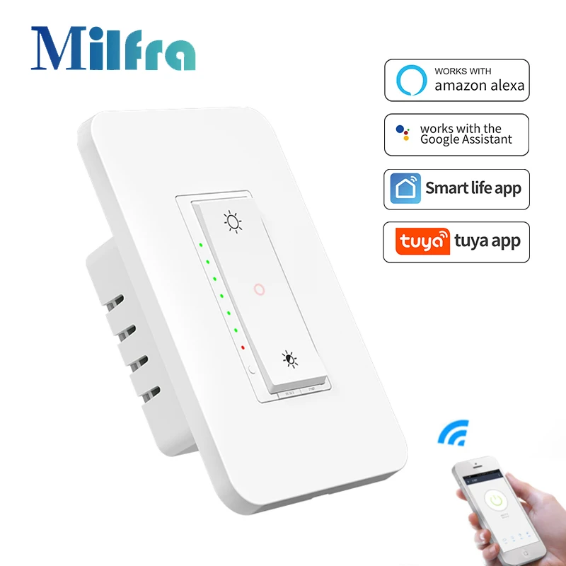 MILFRA TUYA WIFI STRIDER LIGHT SWITCH TROU KRÁTKY SMART SMART SMENNABLE SWIDES Hlasové diaľkové ovládanie funguje s Alexa Google Home