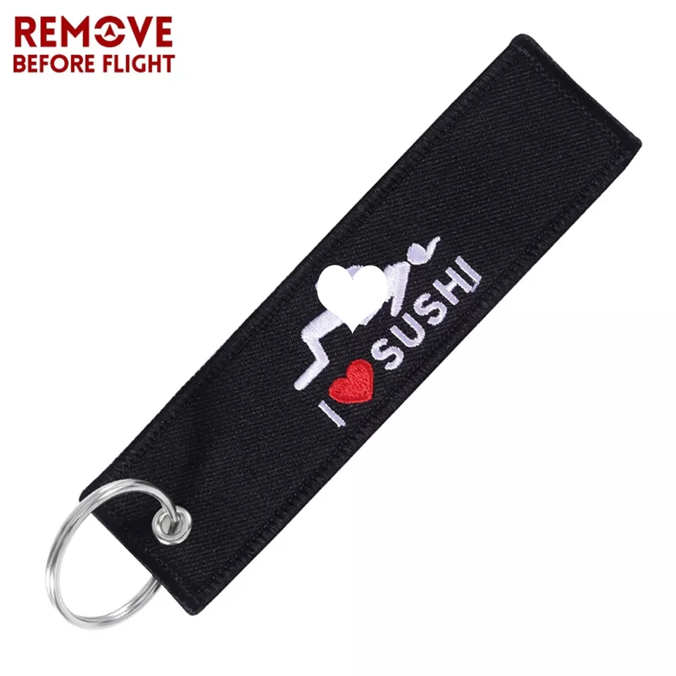 Milujem Sushi Keychain 1 PC Výšivky módnych reťazcov pre motocykle Keyring