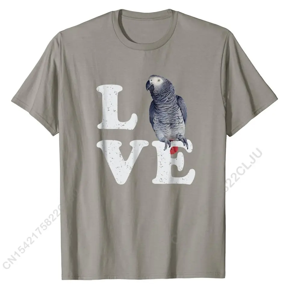 Milujem svoje africké tričko Grey Parrot Tričko Milenci vtákov darčeky Tops Tops Hot Sale Cool bavlní muži tričká v pohode