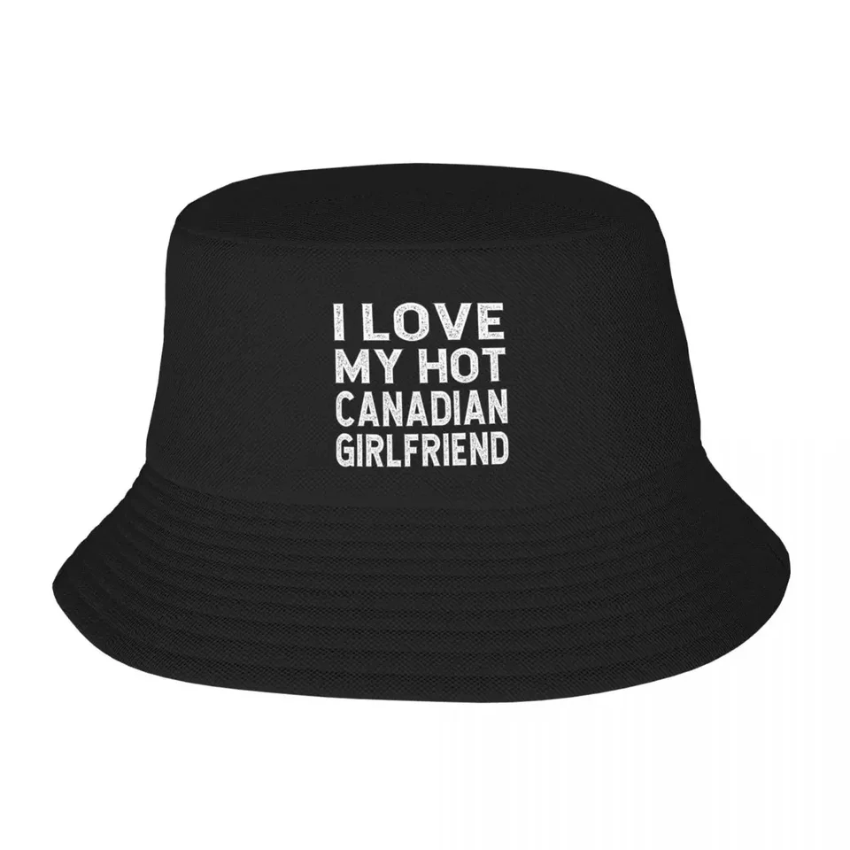 Milujem svoju horúcu kanadskú priateľku grunge grunge v štýle Bucket Hat Anime Gentleman Hat Rybárska čiapka tvrdá čiapka pre ženy pre ženy