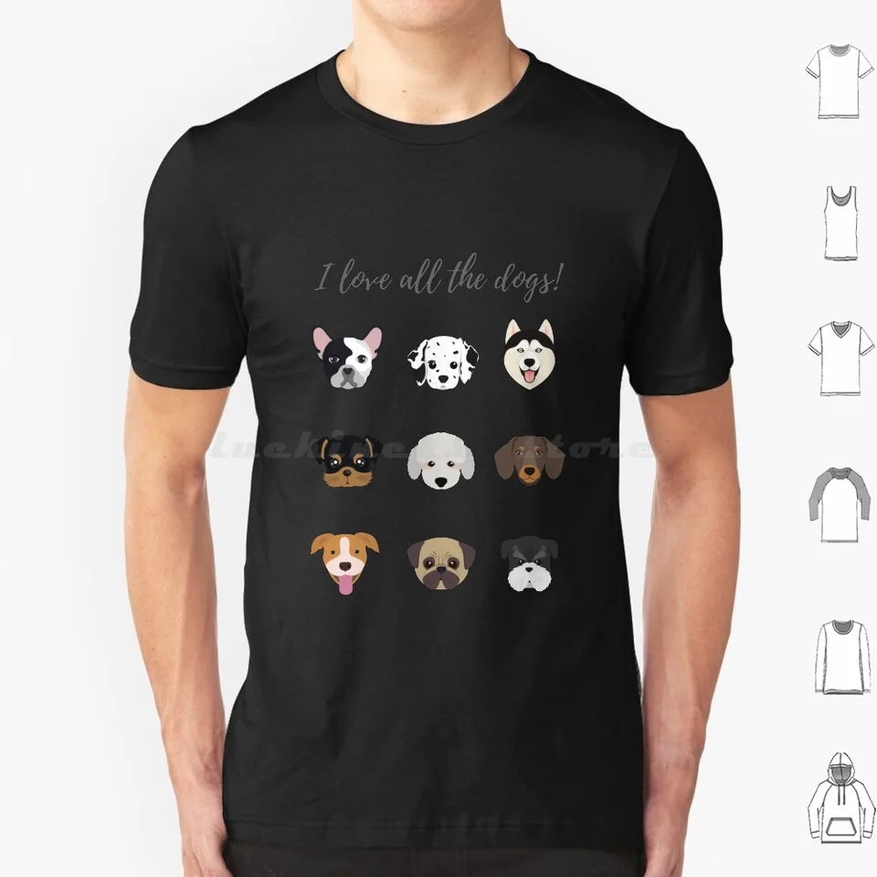 Milujem všetkých psov (šedá) tričko 6xl bavlna Cool Tee Dog Lover Dog Dog Dog Dad Puppy Puppy Love Dalmatian Dachshund