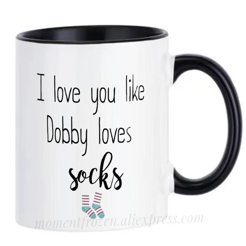 Milujem ťa ako Dobby Love ponožky pre páry šálka, hrnček na kávu, Valentínske darčeky pre priateľku a milenec, Valentínske darčeky