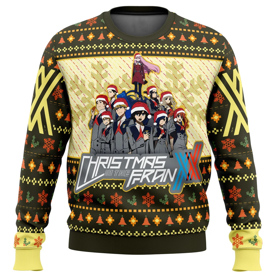 Miláčik vo franxxe nula dva škaredé vianočný sveter darček Santa Claus Pullover Men 3D mikina a top jesenné zimné oblečenie