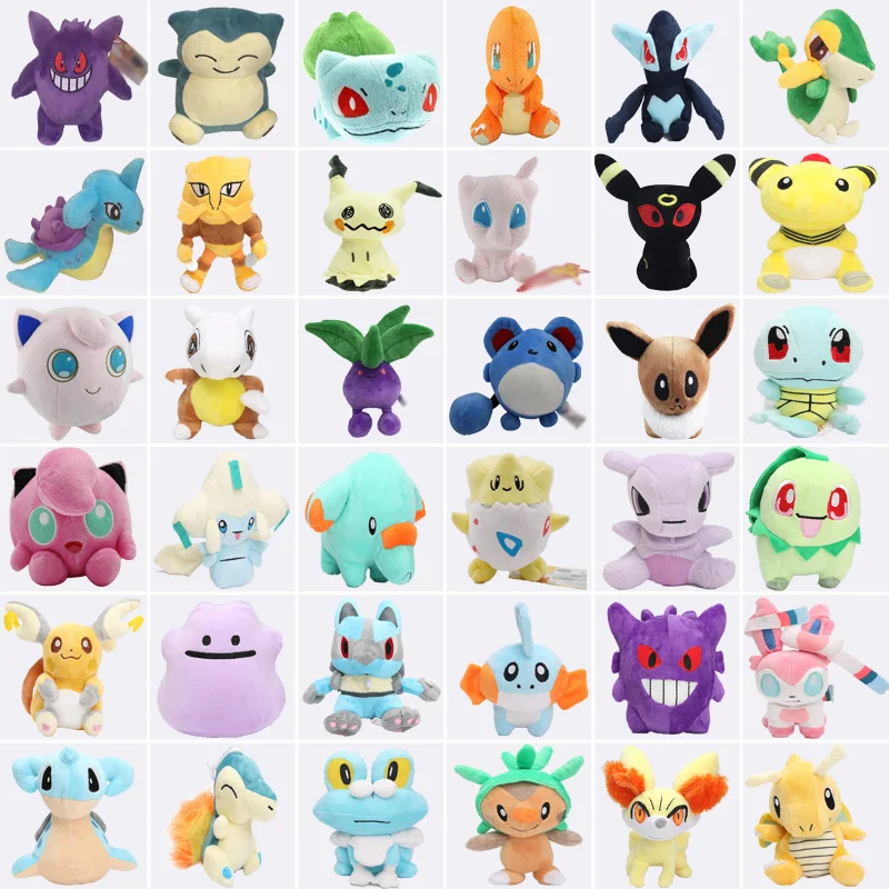 Mimikyu Raichu Lapras Mew Dragonite Charmander Ditto Oddish Togepi Jigglypuff Mudkip Sylveon Sorlax Screed Dolls Plush Hračky