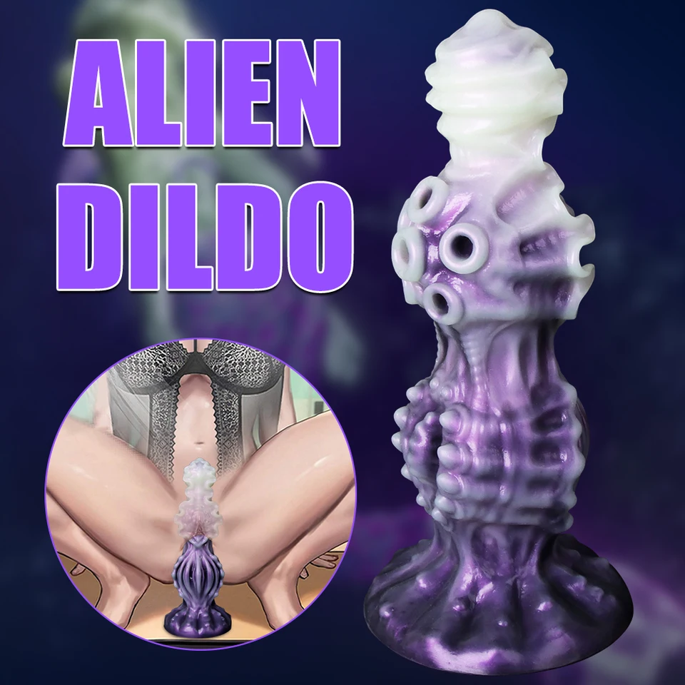 Mimozemské monštrum dildo análny buttplug Obrovský hrubý fialový penis pre ženy vaginové klitorisové stimulátory tesný konečník dilatátor sexy dospelý