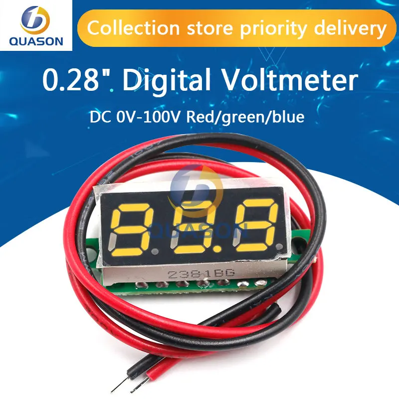 Mini 0,28 palca LED Digitálne voltmetrové napätie voltového voltu detektora monitor Tester Panel Panel CAR 12V 24 V červená zelená modrá žltá