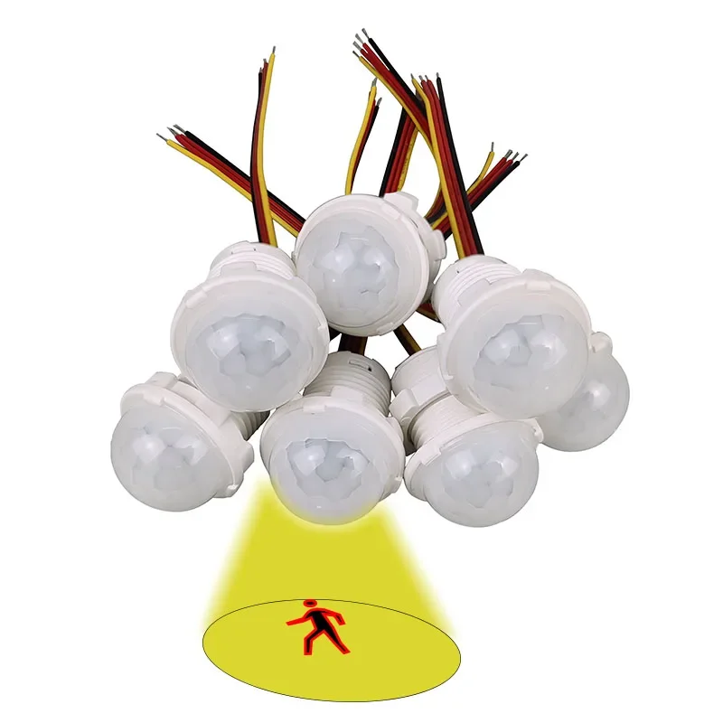 MINI 12V 24V LED PIR Infračervený snímač pohybu suchý výstup DETPUT DETEKCIA Automatický spínač svetla snímača Prispôsobiteľný drôt