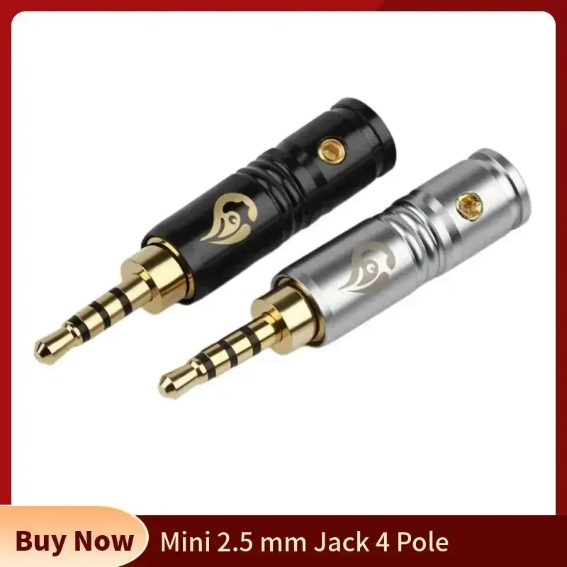 Mini 2,5 mm Jack 2,5 Audio zástrčka kovový kov 4 pólový reproduktorový terminál Oprava slúchadiel Oprava samca pre spájkovanie Hifi slúchadlá drôty s drôtom