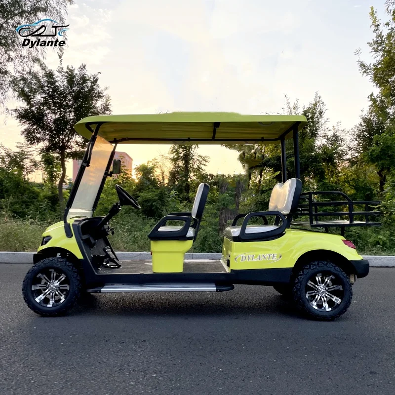 Mini 4 sedadla Šport Buggy Street Legal Club Car 60V CARGO Box ELEKTRICKÉ VOZIDLO 12 -palcový rodina žltý elektrický golfový vozík