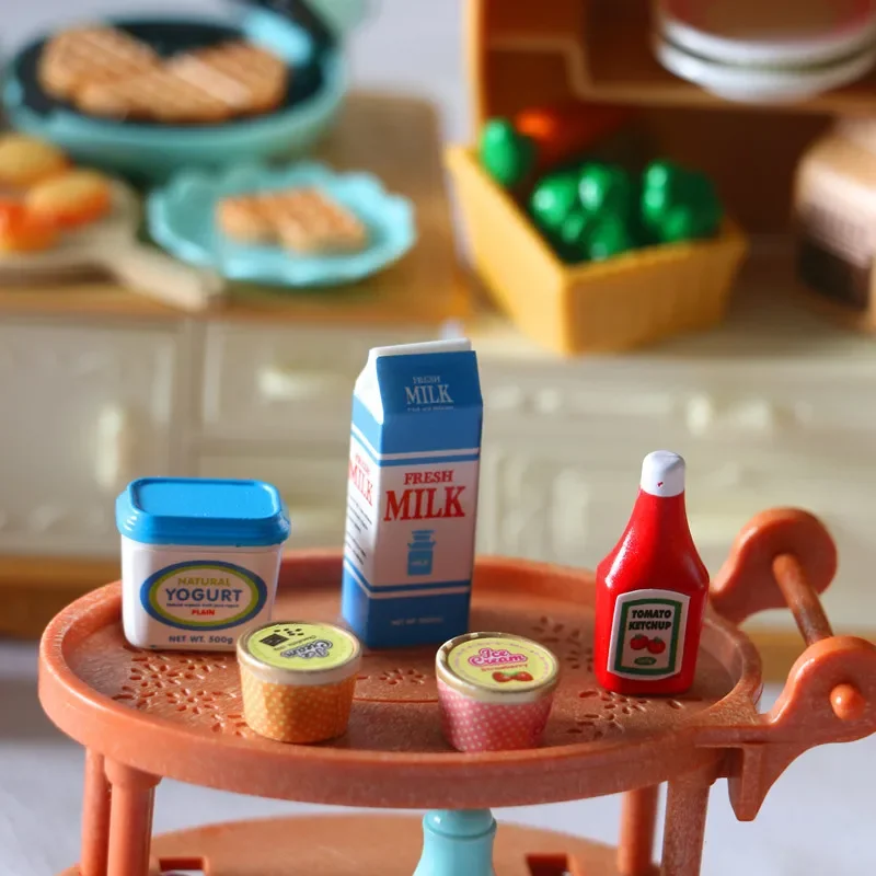 MINI 5KS KETCHUP ICE YOGURT MINIATIONE ŽIVÁ ŽIVOTNÁ DOLLHOUSE Model Figuríny Set
