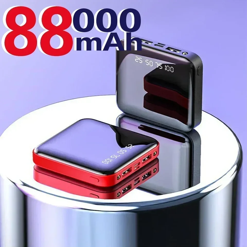 Mini 88000 mAh prenosná energia Bank 2 USB LCD Digitálny displej rýchleho nabíjania Externá batéria Powerbank pre iPhone Xiaomi Huawei
