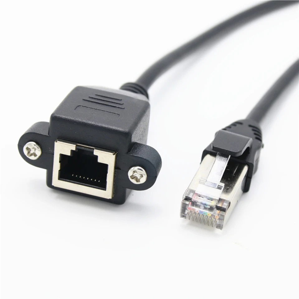 Mini 8pin RJ45 Kábel Muž na ženský skrutkový panel montáž Ethernet LAN Network 8 PIN predlžovací kábel 0,3 m 0,6 m 1 m