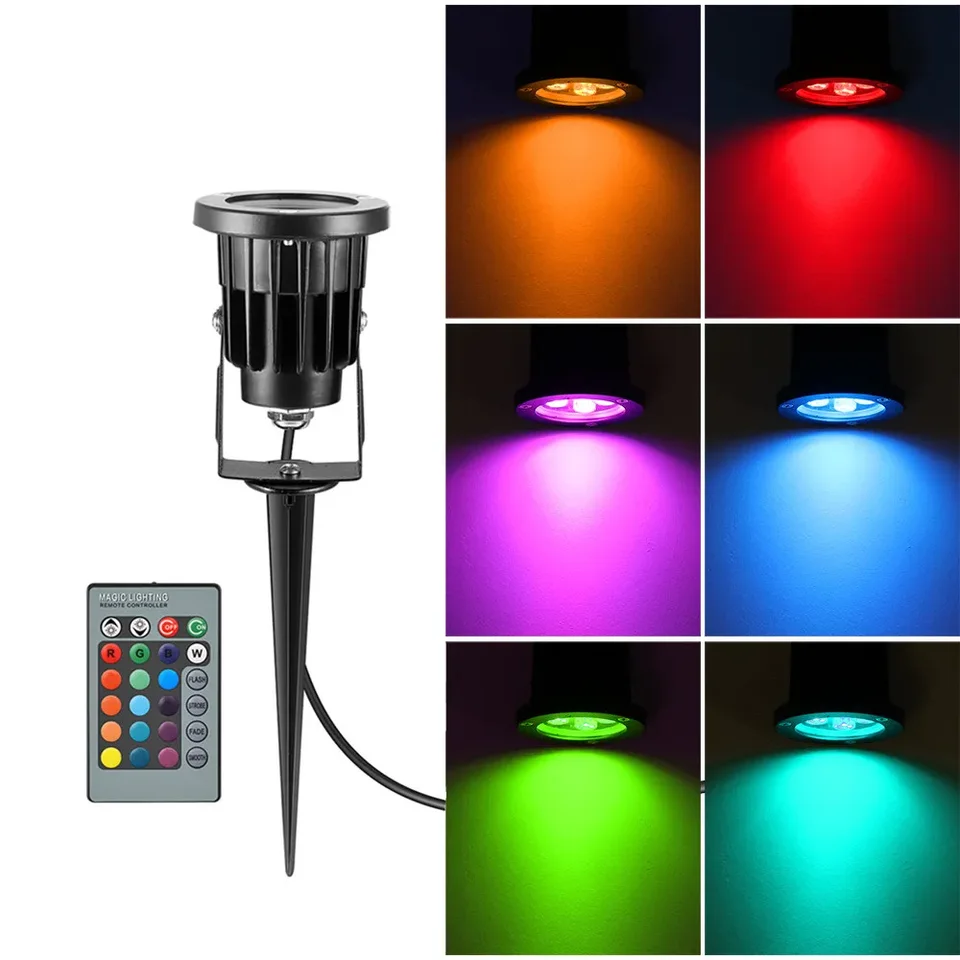 MINI 8W IP65 RGB LED LED trávnik krajinného dvora Ovládanie Spotlight Svetlá 24 Klávesov Diaľková lampa záhrada vonkajšie miesto osvetlenia 85-265V