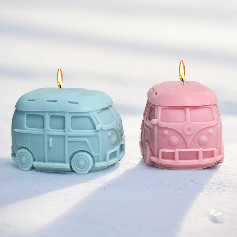 Mini autobus Silikónová sviečka pleseň 3D Car Crafts živicová omietka Casting Folmy DIY ručne vyrábané mydlové čokoládové torty Nástroje na pečenie Domáce darčeky
