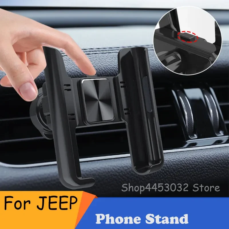 Mini automobilový držiak na držiak mobilných telefónov pre Jeep Renegade Wrangler Cherokee Compass GPS Stand Manual Clamping Auto interiérové ​​príslušenstvo