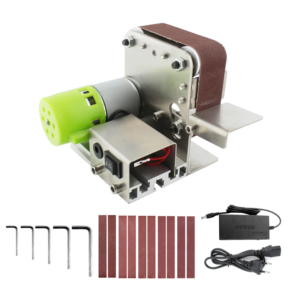 MINI BELT Sander Electric Banding Leštiaci brúsny stroj 7 Variabilná rýchlosť s 10 brúsnymi pásmi na leštenie kovu dreva