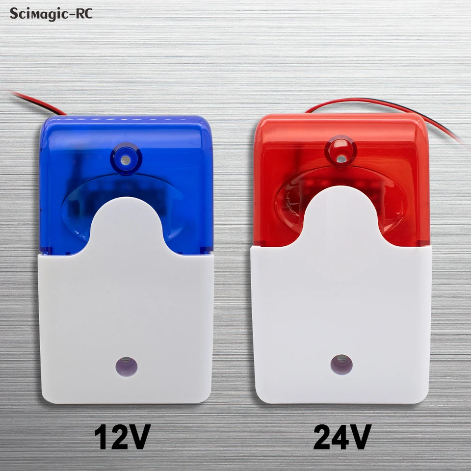 Mini bleskový indikátor sirény Svetelný zvukový alarm blikajúce svetlo káblové červené modré DC 12V 24V 120DB