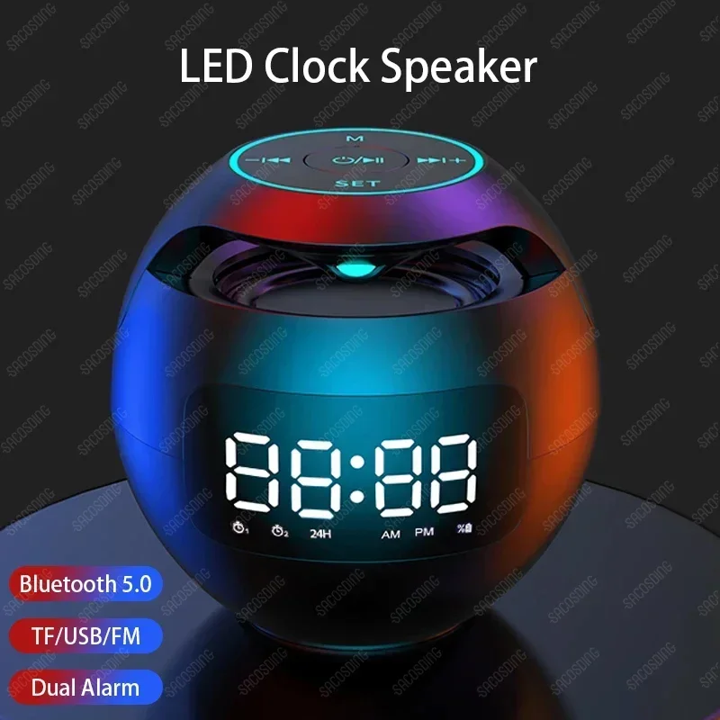 Mini Bluetooth Reproduktor prenosný s LED svetlom FM Radio Alarch Hudba Boombox 2200 mah darček Caixa de Som portatil Altavoces