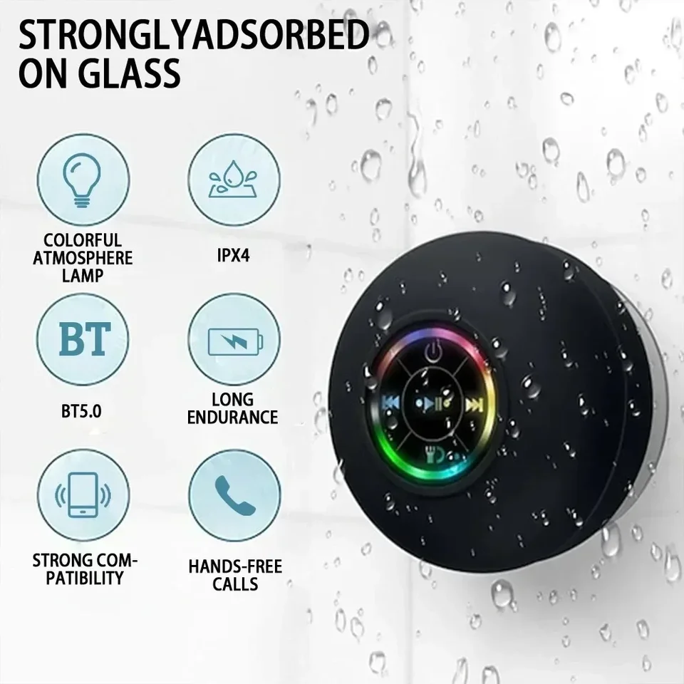 Mini Bluetooth reproduktor Sprchova subwoofer vodotesný handsfree Loudspeaker s prísavkovým pohárom mikrofón pre telefón s kúpeľňou na pláž