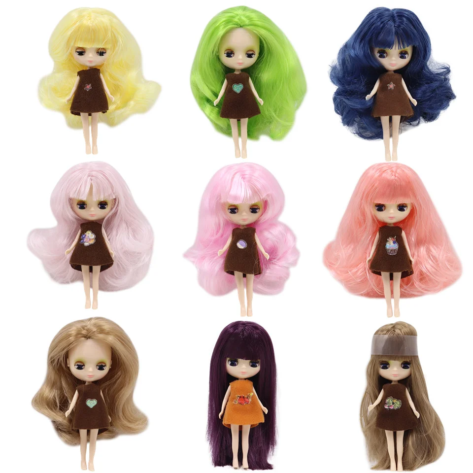 Mini Blyth nahá bábika 10 cm viac farieb vlasov s náhodnými šatami s/bez rany Normálne telesné módne hračky