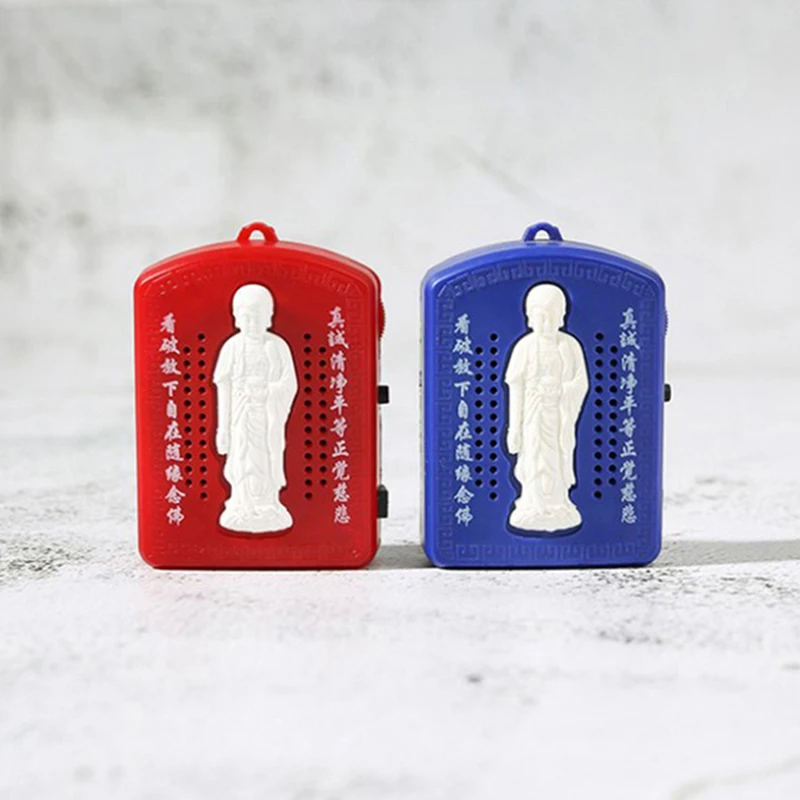 Mini budhistická modlitba Písmo hudobný stroj s piesňami Buddha Red Blue Chanting Domáce dekorácie