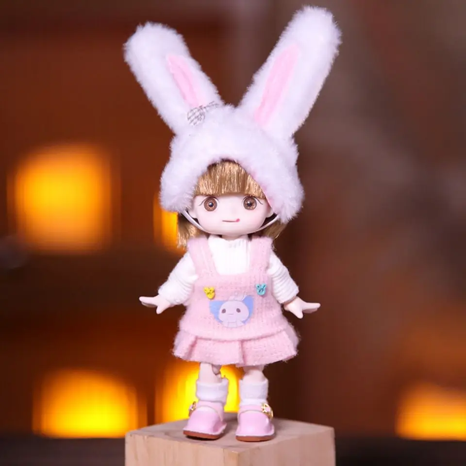 Mini bábiky s oblečením ob11 bjd bábika 13 kĺby farebná imitácia princezná bábika 13 cm plasty 1/12 bjd bábiky deti