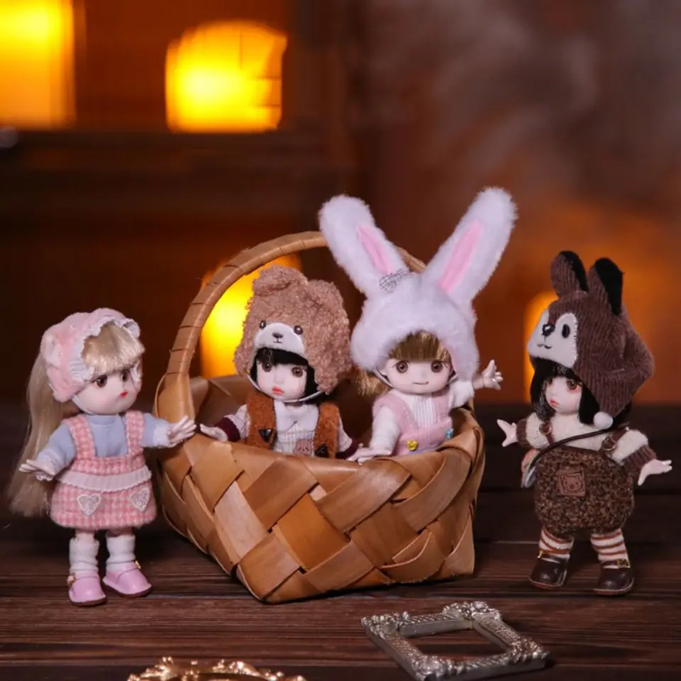 Mini bábiky s oblečením ob11 bjd bábika obliekajú farebné odnímateľné kĺby bábiky 13 kĺbov plasty 1/12 bjd bábiky deti