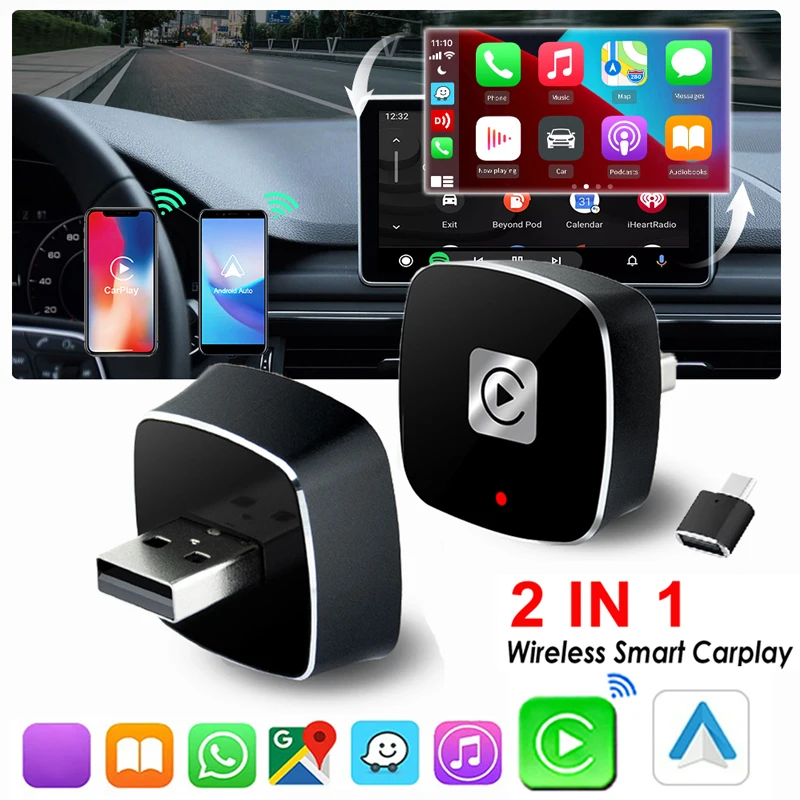 Mini CarPlay Box & Android Auto pre Audi Mercedes Volvo Volkswagen Bluetooth WiFi Connection Connection Wireless CarPlay AI Box