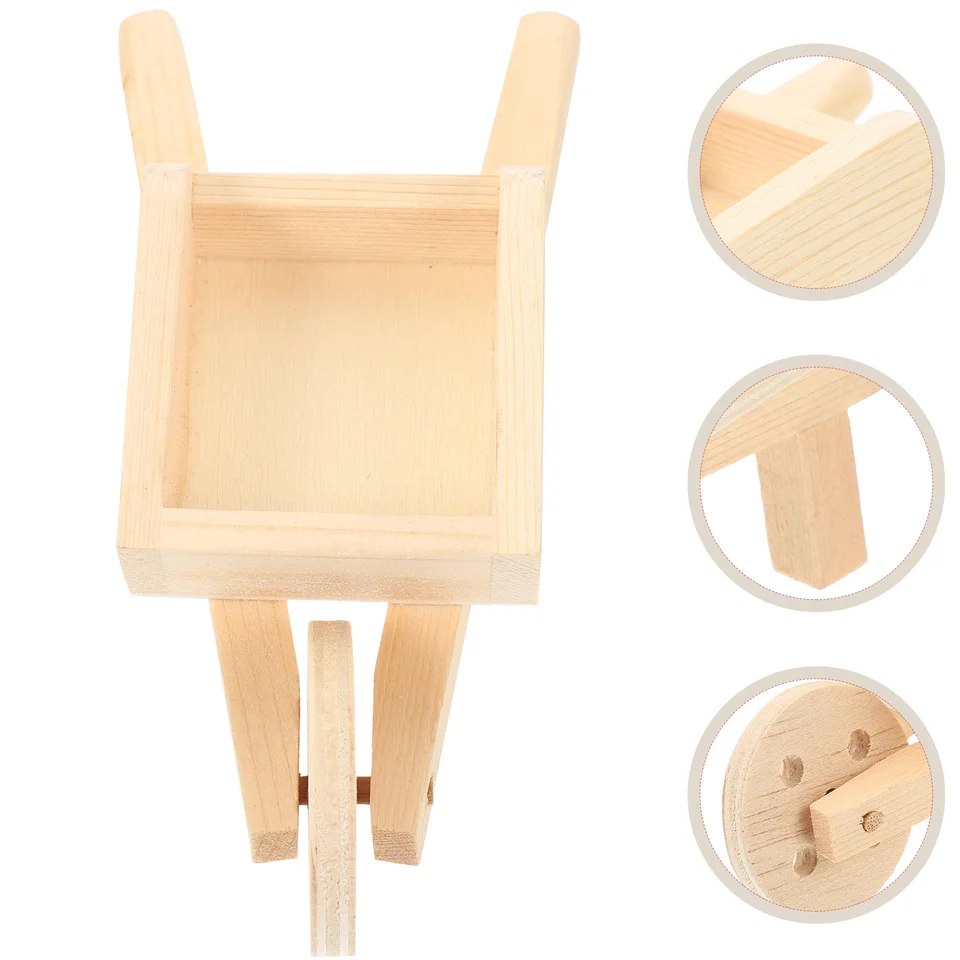 MINI CART WOOD MODEL SIMULÁCIA Hračka Outdoor Hračky Miniatúrne modely koliesko záhradný vozík