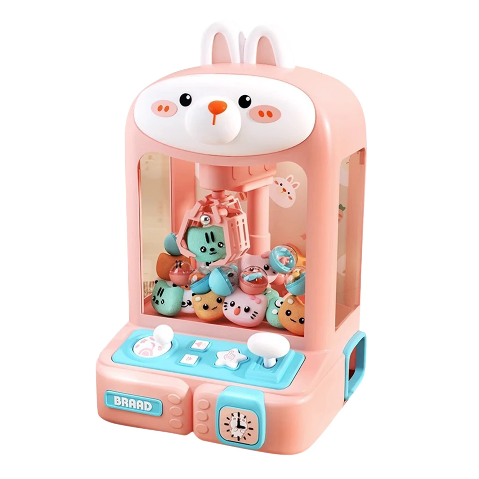 Mini Claw Machine DispenSer Hračky nastaviteľné zvuky a hudobné hračky Crane Hračky s 10 bábikami 10 darčekov pre dievčatá a chlapcov