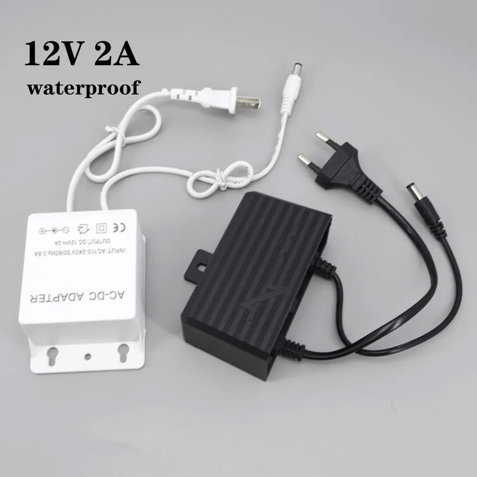 Mini DC 12V 2A napájací napájací napájanie 2000 MA Vonkajší nepremokavý US EÚ 24W adaptér pre CCTV CAMERAS LED Strip CCTV AHD NVR AC 240V 5.5*2,1 mm C1