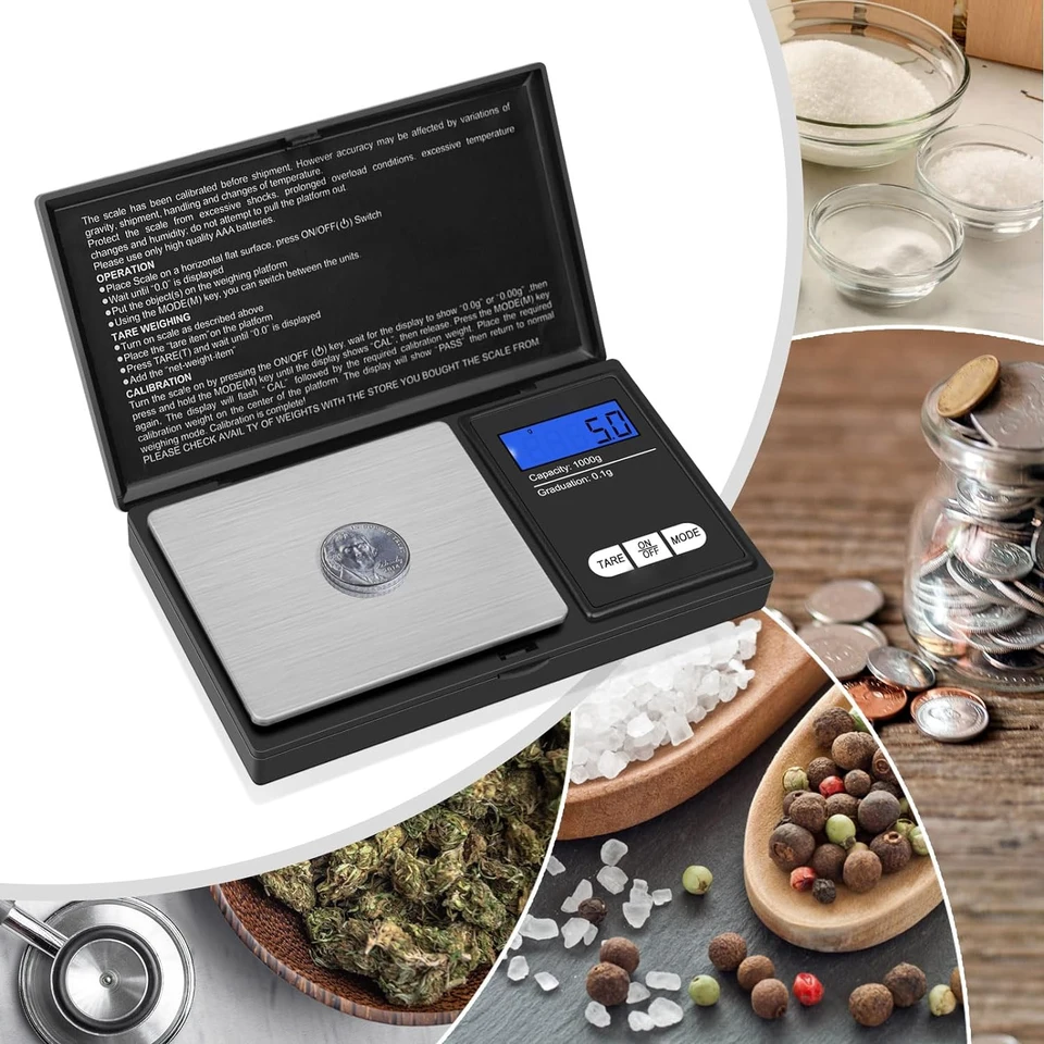 Mini digitálna stupnica 500 g/0,01 g 1000 g/0,1 g pre šperky gram Hmotnosť pre kuchyňu Presná LCD LCD High Presnosť Elektrické vrecko Elektrické vrecko