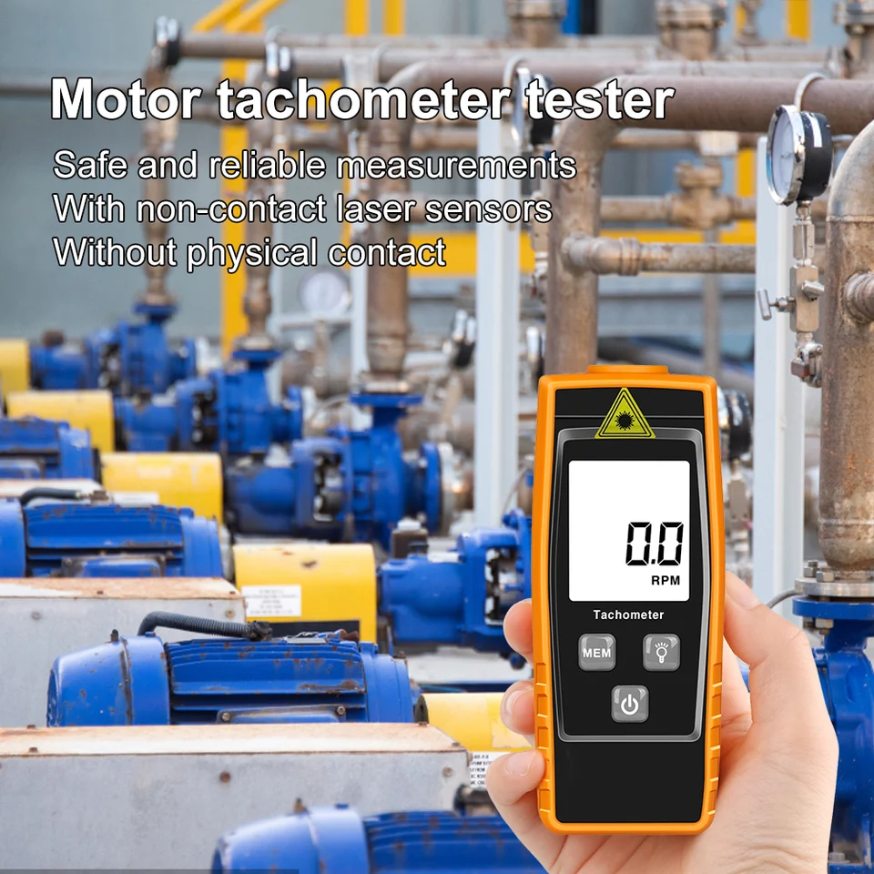Mini digitálny laserový tachometer LCD podsvietenia snímača rotačnej rýchlosti zadržiavania ručného tachometra otáčok RPM pre motor