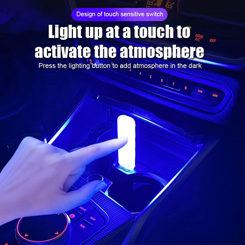 Mini dotyk LED Atmosféra Light RGB Univerzálny automobil Interiér dotykový riadiaci lampa pre vozidlá nákladných vozidiel USB napájací napájanie