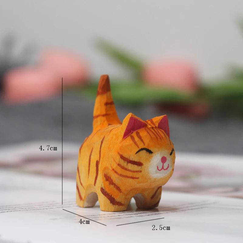 Mini drevené mačky miniatúry ručne vyrezávané drevené zvieratá figúrky